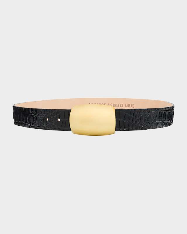 Milou Croc-Embossed Leather Belt